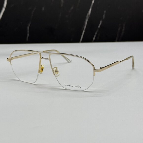 NEW BOTTEGA VENETA BV1109O 002 GOLD AVIATOR UNISEX EYEGLASSES - Picture 2 of 10